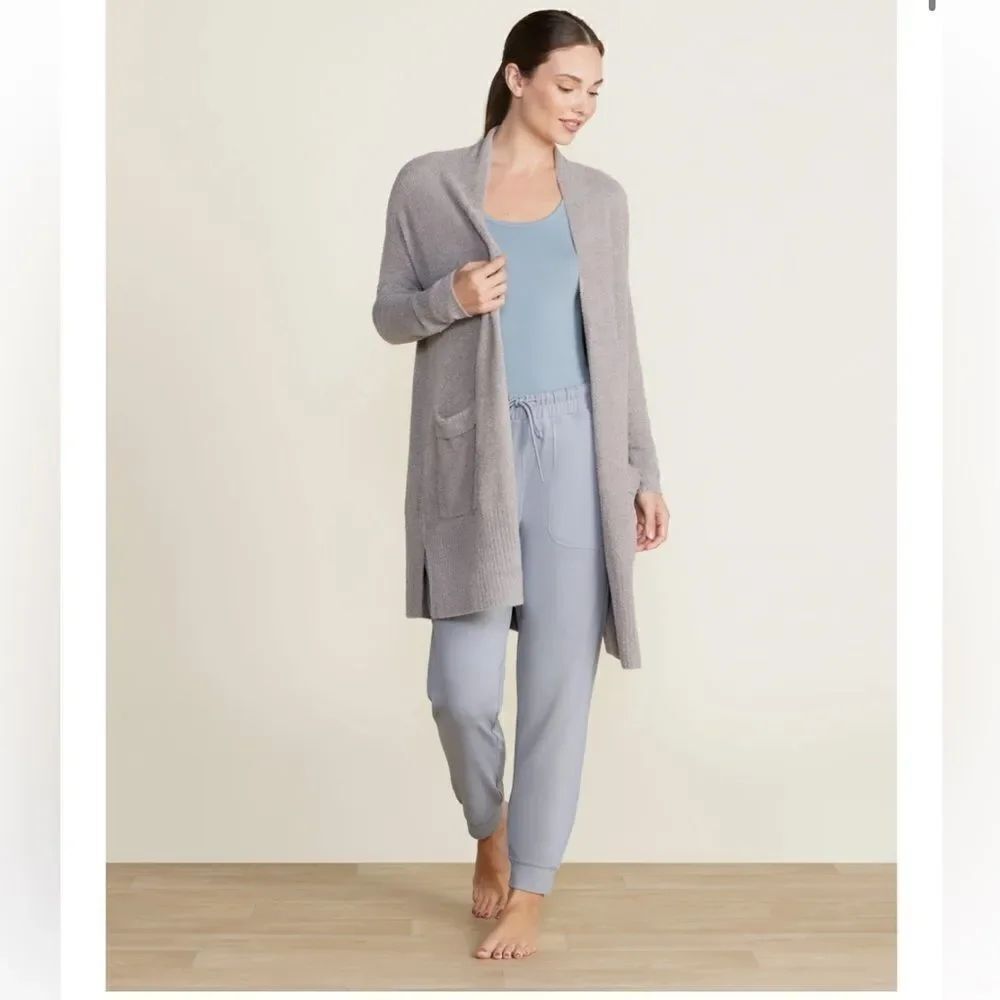 Barefoot Dreams Cozychic Luxe Long Open Front Cardigan in Pewter Gray Medium NWT